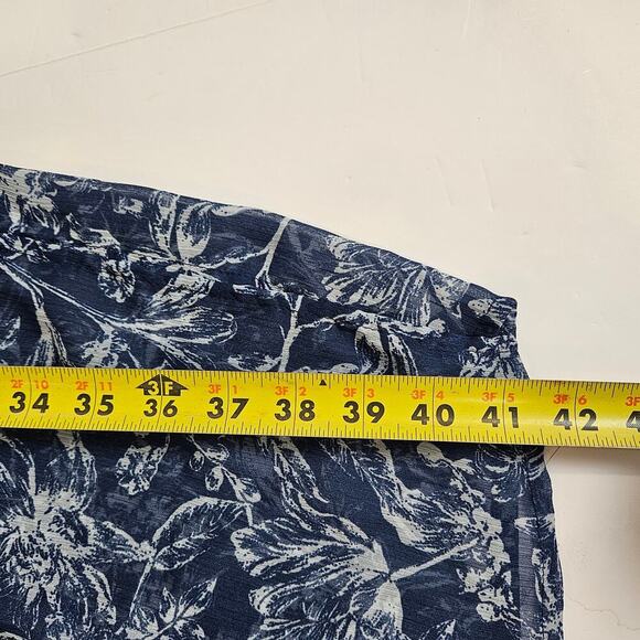 Women's LC Lauren Conrad Long Floral Print Ruana One Size Blue White - Picture 5 of 5